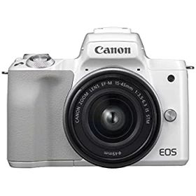 【中古】「非常に良い」キヤノン EOS Kiss M 【EF-M15-45 IS STM レンズキット】 (ホワイト/ミラーレス一眼カメラ) EOSKISSMWH1545ISLK