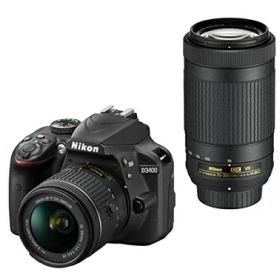 【中古】 Nikon デジタル一眼レフカメラ D3400 ダブルズームキット ブラック D3400WZBK