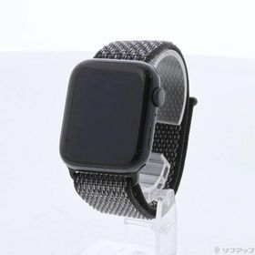 〔中古〕Apple(アップル) Apple Watch SE 第2世代 GPS 44mm ミッドナイトアルミニウムケース ブラック／サミットホワイトNikeスポーツループ〔262-ud〕