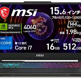 MSI｜エムエスアイ ゲーミングノートパソコン CYBORG15-A13VFK（15.6型/Windows 11 Home/Core i7/メモリ 16GB/SSD 512GB/GeForce RTX 4060 /日本語配列キーボード）ブラック ＆ スケルトン Cyborg-15-A13VFK-1054JP