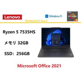 新品 Lenovo(レノボ) ノートパソコン Lenovo ThinkPad E14 Gen 6 AMD Ryzen 5 7000・32GBメモリー・256GB SSD・14型WUXGA液晶搭載 オフィス付き
