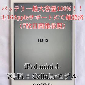 iPadmini4 32GBWi-Fi+Cellular 美品バッテリー100%