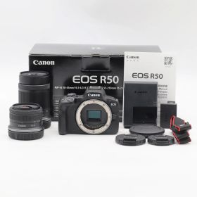 Canon EOS R50 ダブルズームキット RF-S18-45+RF-S55-210 APS-C 軽量 ミラーレス 初心者/Vlog向け【中古】