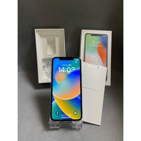 アイフォーン(iPhone)の美品 国内版 SIMフリー iPhoneX 64GB シルバー色(スマートフォン本体)