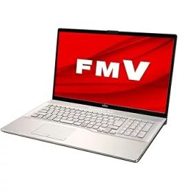 【中古】富士通 FMV LIFEBOOK NH90／E2 シャンパンゴールド - 17.3型 ハイスペック ノートパソコン[Core i7 ／ メモリ 8GB ／ SSD 256GB+HDD 1TB ／ BDド