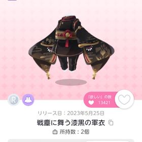 宵闇を見据える軍帽 ＆戦塵に舞う漆黒の軍衣 | ポケコロツイン(ポケツイ)のアイテム、RMTの販売・買取一覧