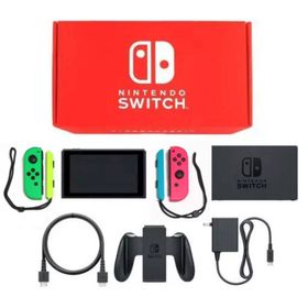 Nintendo Switch本体 カラーカスタマイズ /Joy-Con(L)ネオングリーン(R)ネオンピンク/Joy-Conストラップ：ネオンイエロー/ネオンブルー ニンテンドースイッチハード
