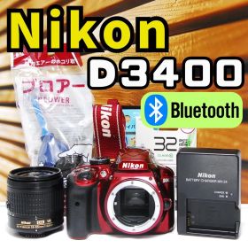 【動作確認済】Nikon D3400 一眼レフカメラ Bluetooth レッド