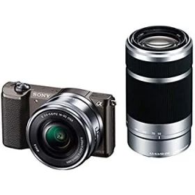 【中古-非常に良い】 ソニー ミラーレス一眼 α5100 ダブルズームキット E PZ 16-50mm F3.5-5.6 OSS + E 55-210mm F4.5-6.3 OSS ブラウン ILCE-5100Y-T