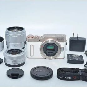 378★美品★パナソニック ミラーレス一眼カメラ ルミックス GF10 ダブルレンズキット 標準ズームレンズ/単焦点レンズ付属 ホワイト DC-GF10W-W
