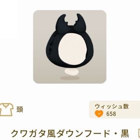 【グレデリー】クワガタ風ダウンフード・黒 | リヴリーアイランドのアイテム、RMTの販売・買取一覧