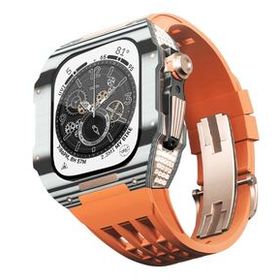 Apple Watch Series 8 7 6 5 4 SE （44mm 45mm）オレンジバンド アップルウォッチ カーボンファイバー