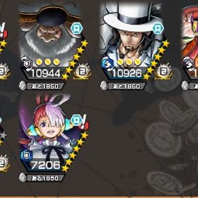 黄猿52マス手前‼️ガープ サターン聖 ルッチ 白チョパ ウタ3種100レベ‼️ジンベイ80‼️ | バウンティラッシュのアカウントデータ、RMTの販売・買取一覧