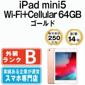 【中古】 iPad mini5 Wi-Fi+Cellular 64GB ゴールド A2124 2019年 SIMフリー 本体 ipadmini5 タブレットアイパッド アップル apple 【送料無料】 ipdm5mtm374
