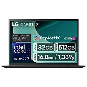LG(エルジー) ノートパソコン LG gram 17 オブシディアンブラック 17Z90TL-GU85J ［17.0型 /Windows11 Home /intel Core Ultra 7 /メモリ：32GB /SSD：512GB /日本語版キーボード /2025年2月モデル］ 17Z90TLGU85J