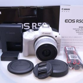 【ほぼ新品】Canon EOS R50 標準ズームレンズキット(RF-S18-45) ホワイト/APS-C/約376g EOSR50WH-1845ISSTMLK ミラーレス一眼カメラ