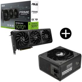 ASUS PRIME-RTX5070TI-O16G グラフィックボード + TUF-GAMING-1000G ブラック 電源ユニット セット 【KK9N0D18P】