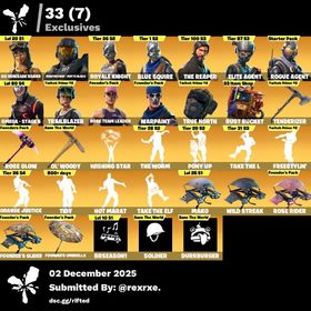 【低アク/メアド譲渡】【3100v所持】OGレイダー/フルオメガ/エリエジェ/青騎士/トレイル | フォートナイト(Fortnite)のアカウントデータ、RMTの販売・買取一覧