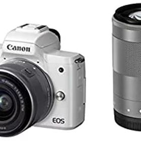 【中古】Canon キヤノン ミラーレス一眼カメラ EOS Kiss M(ホワイト)・ダブルズームキット EOSKISSMWH-WZK-A