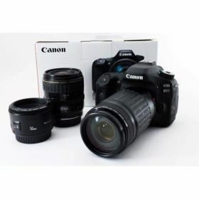 【中古】キヤノン Canon EOS 80D 単焦点&標準&望遠トリプルレンズセット 美品