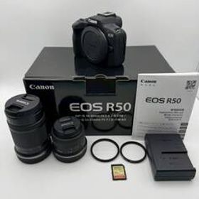 ☆極上美品【Canon】EOS R50 + 18-45mm + 55-210mm ショット数1800回程 ダブルレンズセット キャノン キヤノン 管 : 5783~5785