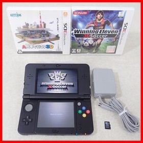 動作品 Newニンテンドー3DS 本体 KTR-001 ブラック + ソフト ウイニングイレブン 3D サッカー 等 2本 まとめてセット Nintendo 即決【10