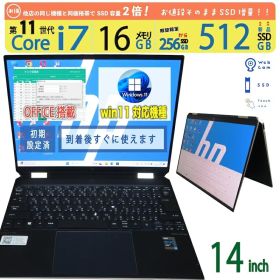 【タッチパネル 360°開く】◆ HP Spectre x360 14 Convertible PC / 14型◆高性能 Core i7-1165G7 /高速 新品SSD 512GB /メモリ 16GB ◆ Windows 11 Pro / Office◆3ヶ月保証 win11対応 中古PC 中古ノートパソコン 中古パソコン