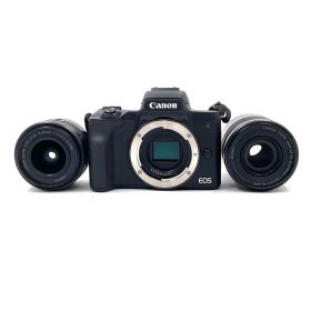Canon デジタル一眼 EOS Kiss M2 ダブルズームキット ブラック 美品 動作確認済 【全額返金保証】【最速発送】