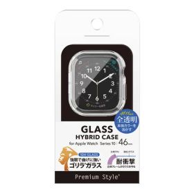 【5個セット】 PGA PG-AWTPG46CL Apple Watch Series 10 46mm用 ガラスハイブリッドケース ゴリラガラス／クリア