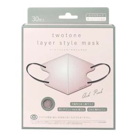 【◆数量限定◆】富士 ツートーンレイヤースタイルマスク 30枚入 アッシュピンク ふつうサイズ【MY-s01】