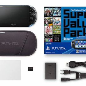 【中古・箱説あり・付属品あり・傷なし】PlayStation Vita Super Value Pack Wi－Fiモデル PCHJ－10017 ブルー／ブラック (付属品の付属は無し)PSVita ゲーム機本体