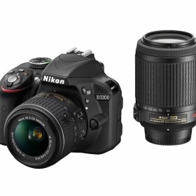 【中古】【非常に良い】Nikon デジタル一眼レフカメラ D3300 ダブルズームキット ブラック D3300WZBK