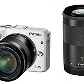 【中古】Canon ミラーレス一眼カメラ EOS M3 ダブルズームキット(ホワイト) EF-M18-55mm F3.5-5.6 IS STM EF-M55-200mm F4.5-6.3 IS STM 付属 EOSM3WH-WZ