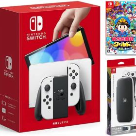 【無料ラッピング対応】Nintendo Switch(有機ELモデル) Joy-Con(L)/(R) ホワイト+ 桃太郎電鉄ワールド ~地球は希望でまわってる! ~（ソフト）+ キャリングケース任天堂スイッチ 本体クリスマスクリスマスラッピングお誕生日