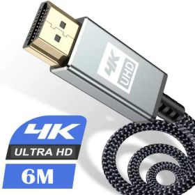 4K HDMI ケーブル 6m【ハイスピード アップグレード版】 HDMI 2.0規格HDMI Cable 4K 60Hz 対応 3840p/2160p UHD 3D HDR 18Gbps 高速イーサネット ARC hdmi ケーブル - 対応 パソコンの画面をテレビに映す Apple TV,PS5/PS4/PS3, PCモニター など適用 (グレー)