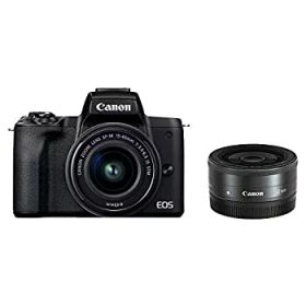 【中古】「非常に良い」Canon ミラーレス一眼カメラ EOS Kiss M2 ダブルレンズキット ブラック KISSM2BK-WLK