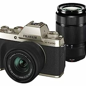 【中古】FUJIFILM ミラーレス一眼カメラ X-T200ダブルズームレンズキット シャンパンゴールド X-T200WZLK-G