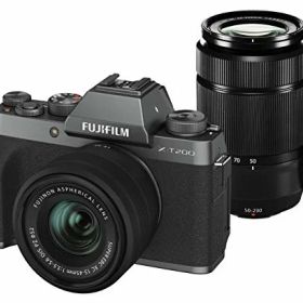 【中古】富士フイルム(FUJIFILM) ミラーレス一眼カメラ X-T200ダブルズームレンズキット ダークシルバー X-T200WZLK-DS