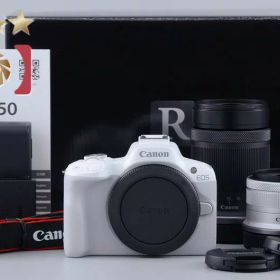 【中古】Canon キヤノン EOS R50 ダブルズームキット ホワイト シャッター回数僅少 元箱付き