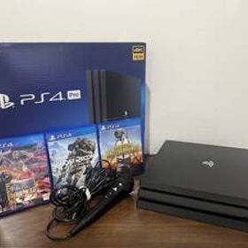 送料無料 美品 PlayStation4 Pro 2TB ジェット・ブラック CUH-7200C B01 ソフト3本 カラオケ マイク付き 海賊無双4 他