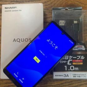 【訳あり】AQUOS sense4 lite ブラック USBケーブル付き！