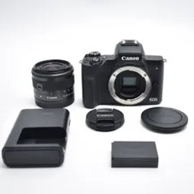 B#10470 Canon ミラーレス一眼カメラ EOS Kiss M 標準ズームキット ブラック EOSKISSMBK-1545ISSTMLK