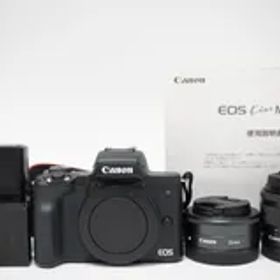 C130827)Canon EOS kiss M ミラーレス一眼カメラ ダブルレンズキット バッテリー2本付き