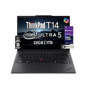 Lenovo ThinkPad T14 Gen 5 Business Laptop 14" FHD+ IPS, Intel Ultra 5 125U, 32GB DDR5 RAM, 1TB SSD, 5MP HD Webcam, Fingerprint, Backlit, Wi-Fi 6E, 2 T