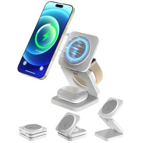 Yamisan ワイヤレス充電器 3-in-1 マグネット式 折り畳み式 Qi対応 軽量 持ち運び便利 Mag-Safe対応 コンパクト充電器 テレワーク用品/出張/旅行用 0