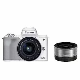 【中古】Canon ミラーレス一眼カメラ EOS Kiss M2 ダブルレンズキット ホワイト KISSM2WH-WLK