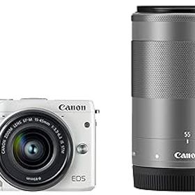 【中古】Canon ミラーレス一眼カメラ EOS M3 ダブルズームキット(ホワイト) EF-M15-45mm F3.5-6.3 IS STM EF-M55-200mm F4.5-6.3 IS STM 付属 EOSM3WH-WZ