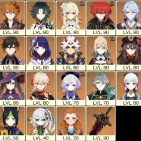 💚 [アジア] 冒険ランク 58 💚 25x ファイブ星5キャラクター 💚 49 チャーズ 💚 魈 & タルタリヤ & 鍾離 & 楓原万葉 &雷電将軍&神里神里綾人&荒滝一斗&胡桃&アルハイサム&神里A
