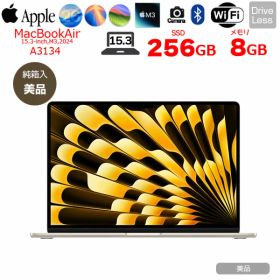【中古パソコン】Apple MacBook Air 15.3inch MRYR3J/A A3114 2024 選べるOS TouchID [Apple M3 8コア メモリ8GB SSD256GB 無線 BT カメラ 15.3 Starlight 純箱] ：美品