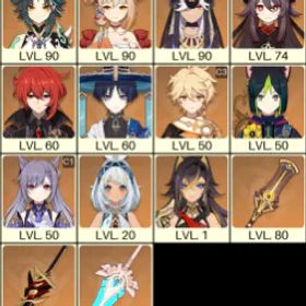 💙 [アジア] 冒険ランク 56 💙 16倍 星5キャラクター 💙 43 文字 💙 魈 C1 & サイノ & 宵宮 & 胡桃 & 放浪者 & ムアラニ